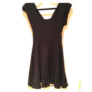 Black skater black dress with open & crossed back